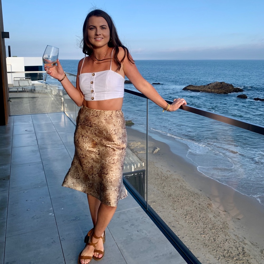 Audrey 3+1 white snakeskin mid length skirt